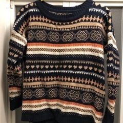 【ドタキャンされたため取引再開】ノルディック柄 リブニット セーター 柄 ネイティブ ボヘミアンの画像