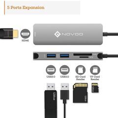 HDMIアダプタ USB 3.0 高速ポート Type C ハブ NOVOO 5-in-1の画像