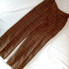 チェック　ウール　ストレートワイドパンツ　ヴィンテージ　M