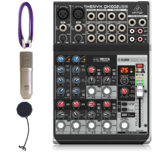 音楽機材他4点セット アナログミキサー　マイク ケーブル ポップガード