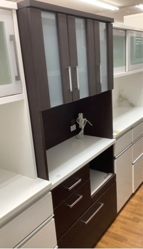 ニトリ　レンジボード　3枚扉　ダークブラウン　キズ有　RIPE-90KBH-DBR