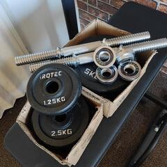 20kg×2ダンベル チンニングスタンド インクラインベンチのセットの画像