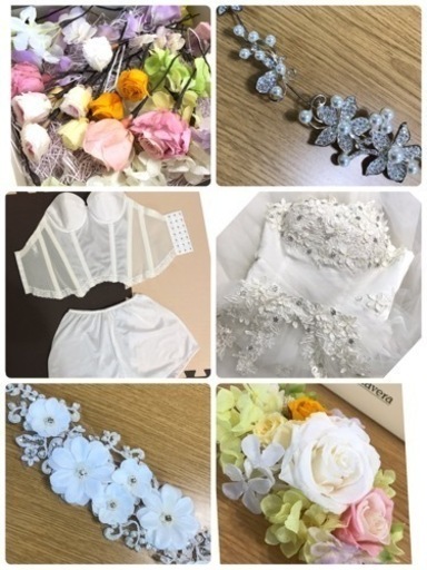 ウェディングドレス　ドレスインナー　ヘッドドレス　髪飾り