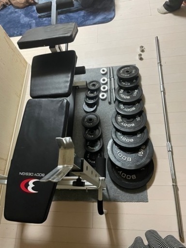 BODY DESIGNのラバーバーベルトセット100kg