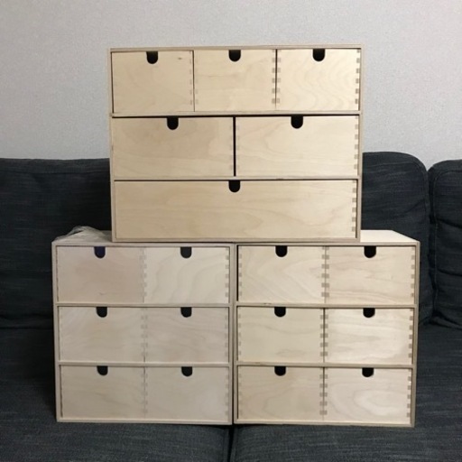IKEA モッペ 3個まとめて 木製小分け引き出し棚 収納ケース 小物入れキャビネット