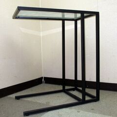 売却済み【取りに来ていただける方限定】IKEA★サイドテーブル★VITTSJO★天板ガラス★ブラック(0Z0245)Aの画像
