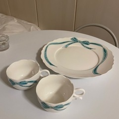 コーヒーカップ プレート セット 新品未使用 リボン 皿の画像