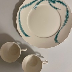 コーヒーカップ プレート セット 新品未使用 リボン 皿の画像