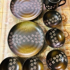 未使用品 桜模様皿セット 8点
