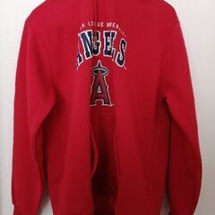 新品未使用　メンズ　カジュアルウェア　パーカー　エンゼルス　MLB ANGELS　LLサイズ　レッド　赤の画像
