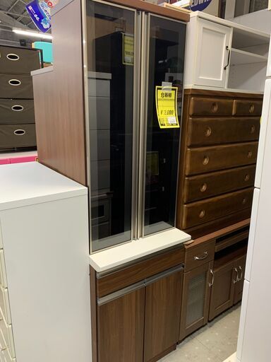 ▲食器棚　ブラッククリアガラス