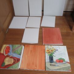 世田谷区近辺配送可能　未使用7枚＆中古4枚セット　キャンバス絵画...