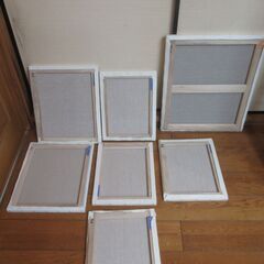 世田谷区近辺配送可能　未使用7枚＆中古4枚セット　キャンバス絵画ボード　木製パネル 　アクリル・油絵具両用キャンバス　世界堂　麻100％　 木製フレーム 水彩画・油絵画・描画など画布　カルワク張りキャンバス（桐材／麻・中目）の画像