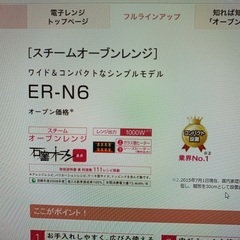 今週末まで値下げ　東芝石窯オーブン　スチームオープンレンジ　ER-N6の画像