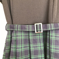 値下げ　黒×緑チェック　ワンピース　Mの画像