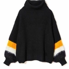 GRL フェザー配色タートルニット　ブラックの画像