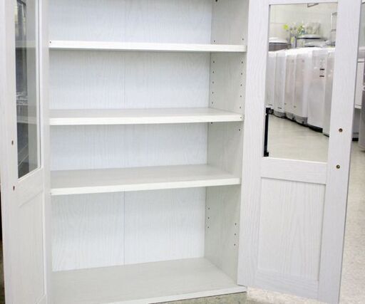 食器棚 キッチン収納 ホワイト系 可動棚板4枚 幅60 高さ135.5cm ☆ 札幌市 北区 屯田