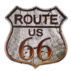 【希少】屋内外可！木目デザイン　実物大のROUTE66 エンボス加工の道路標識の画像