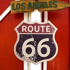 【希少】屋内外可！実物大のROUTE66 エンボス加工の道路標識