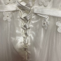値下げ【美品】ウェディングドレス　フラワーモチーフ　XXLサイズ　舞台衣装の画像