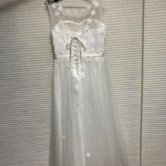 値下げ【美品】ウェディングドレス　フラワーモチーフ　XXLサイズ　舞台衣装の画像