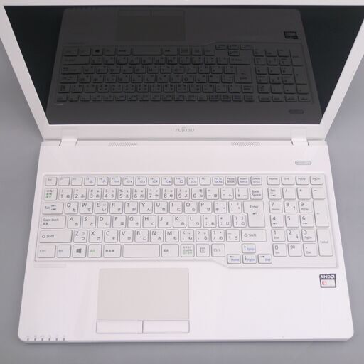 新品高速SSD 中古美品 ホワイト ノートパソコン 15.6型 富士通 AH30/B1 AMD 4GB DVDマルチ 無線 WiFi Bluetooth カメラ Win10 Office