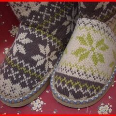 未使用 Lサイズ あったか ロングブーツ 内ボア ノルディック柄 ボンボン付の画像