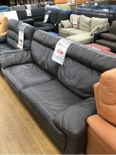 KM-14【ご来店頂ける方限定】本革　2.5シーターソファ　ブラウン