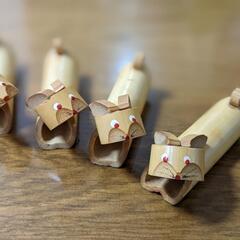 🌕竹細工 うさぎの箸置き(5個セット)の画像