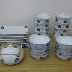未使用品 和食器 まとめて27点セット 梅の絵 平皿 長皿 四角皿 取り皿 急須 小鉢 丸新 友の会の画像