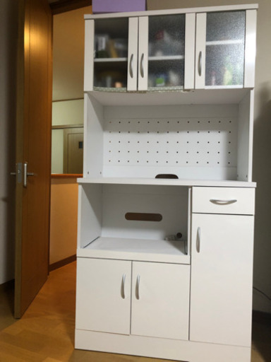 【値下げ中】Mirage キッチンボード 食器棚 レンジ台 幅90cm  中古美品