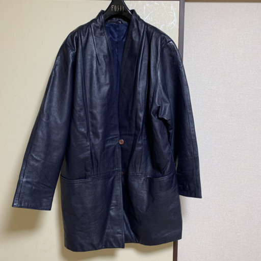 レザージャケット　濃紺　牛革　　　1052