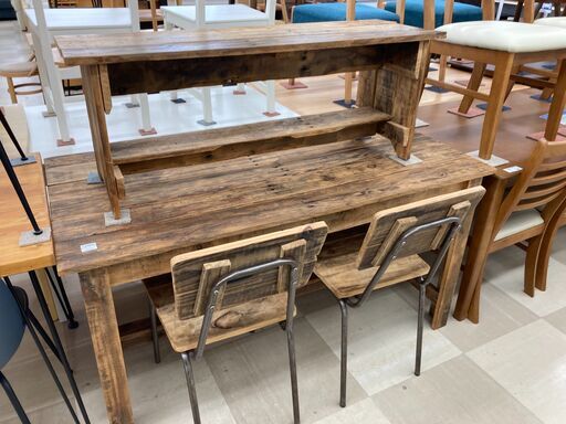 リサイクルウッドダイニング4点セット　ﾌﾞﾗｳﾝ