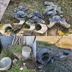 鬼瓦　石臼　水鉢　石　レトロ　骨董品