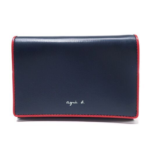 AA706 アニエスベー agnès b. ネイビー レッド 二つ折り財布 がま口