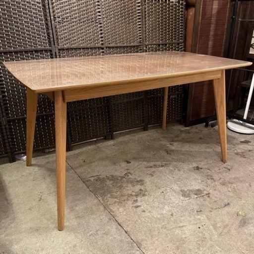 【売約済み】ダイニングテーブル  幅135cmタイプ　リバー　テーブル　オーク　オーク材　無垢材　無垢　大川家具　カバー付き　マット付き　検　北欧　カントリー　ナチュラル　木製　コンパクト　作業台　RE:CENO RECENO リセノ