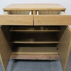 無印良品 オーク材 キャビネット リビング/サイドボード 幅88 MUJI 収納家具 中古 店頭引取歓迎 R4954)