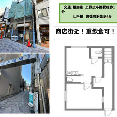 上野駅　徒歩5分/御徒町駅　徒歩4分/店舗/重飲食可/交通便利/...