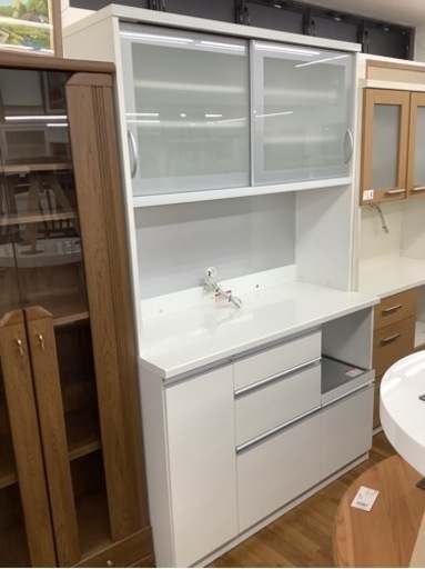 高橋木工所　レンジボード　２枚扉　ホワイト　ヤケ・酸化有　SUNNY