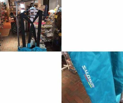 SALOMON Mサイズ メンズ スキーウェア スノボウェア 上下セット ブラック×ターコイズブルー サロモン 札幌市東区 新道東店