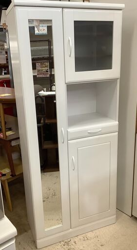 シューズボックス 玄関収納 ハイタイプ WH ミラー付 【ユーズドユーズ名古屋天白店】 J1410