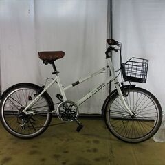 B655★　6500円スタート★　ミニベロ ホワイト　カゴ、切替6段付き【20インチ 】