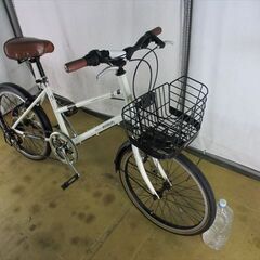 B655★　6500円スタート★　ミニベロ ホワイト　カゴ、切替6段付き【20インチ 】