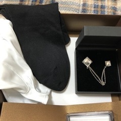 【新郎小物セット】　値下げしました！　シャツ、サスペンダー、カフスボタン等　【美品】の画像