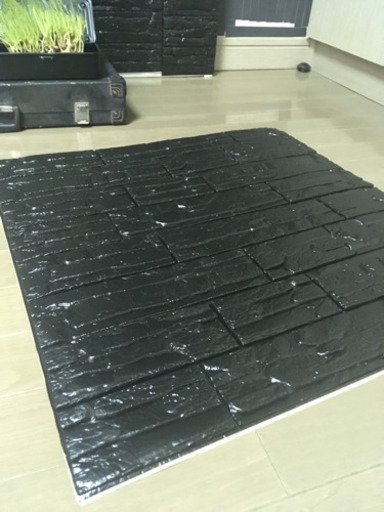 【美品】レンガ調のクッションシート 壁用 ブラック 立体 貼れる