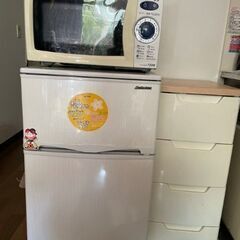 【3点セット】冷蔵庫・電子レンジ・ケース