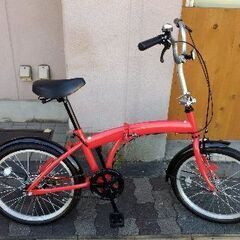 20吋 折り畳み自転車 シングル/レッドｘブラック