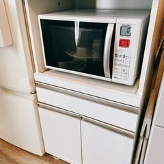 食器棚/レンジ台/キッチン間仕切り収納 可動棚 （白）の画像