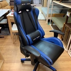 【リサイクルサービス八光　田上店　配達・設置OK】パソコンチェア ハイバック ヘッドレスト ランバーサポート ひじ掛け付き 高さ調整機能 PUレザー ブルー GT002