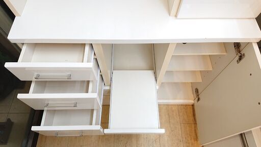 キッチンボード レンジボード 食器棚 ホワイト 鏡面■横幅105cm×奥行41cm×高さ205cm■近隣配送無料 買取帝国 朝霞店